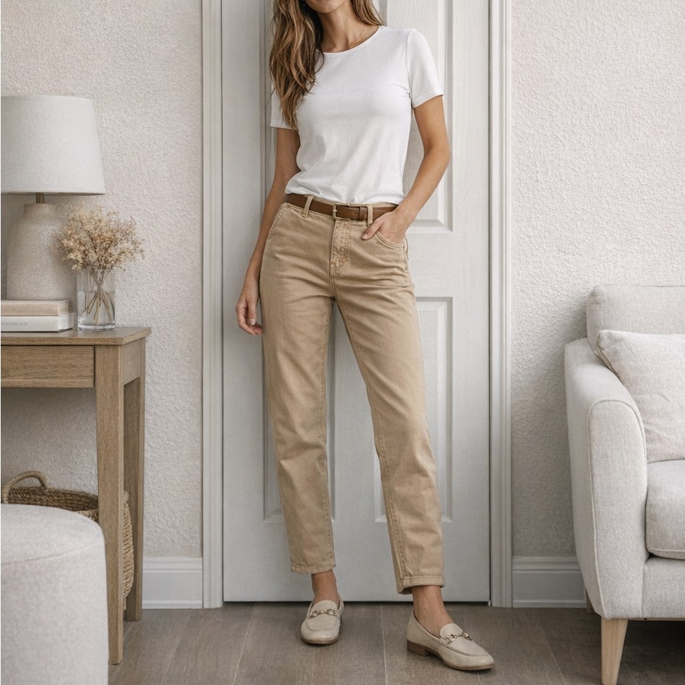 J.Crew High-Rise Girlfriend Chino Pants Khaki Tan Size 2 Casual Chic
